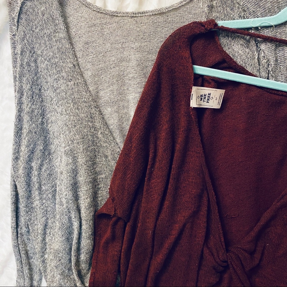 FREE PEOPLE twisted open back burgundy sweater